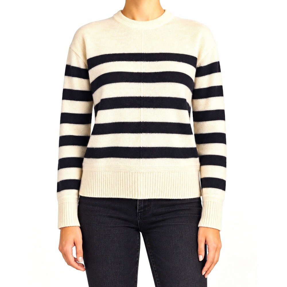 Sézane La Maille Women's 100% Merino Wool Knit Sweater Striped Crew Neck Small